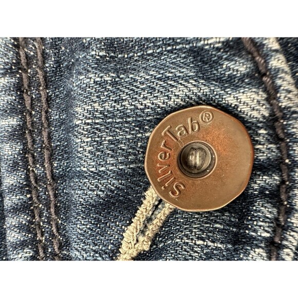 Levis Silvertab Jean Shorts Mens 40 Blue Denim Baggy Fit Dark Wash Flap Pockets - Picture 6 of 8